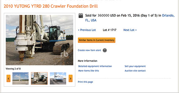 Orlando auction results for Stephen Early’s drill Orlando auction results for Stephen Early’s drill